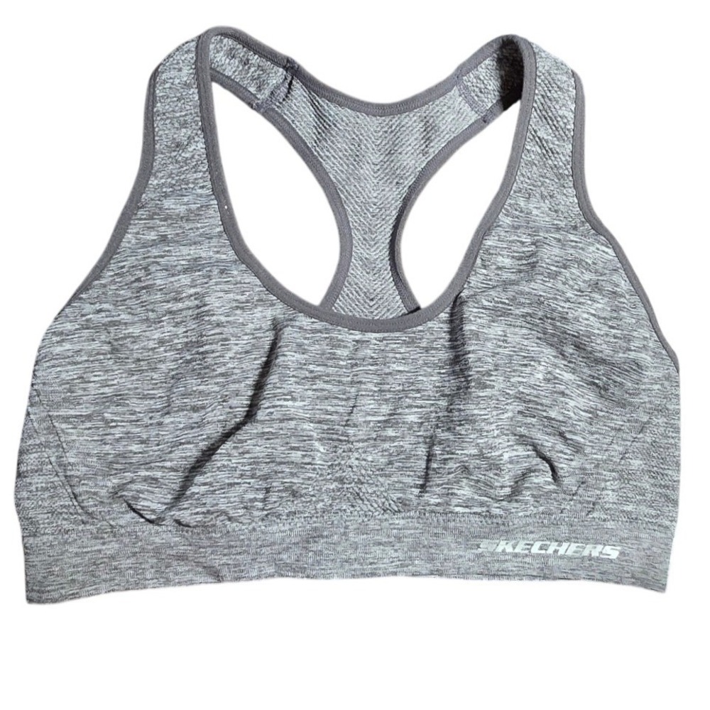Skechers Womens XL Gray Racerback Sports Bra‎ Gym Workout Fitness FITS SMALL MEZ
